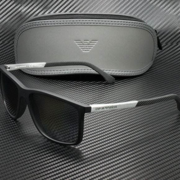 Emporio Armani Men's Black Grey Rubber Sunglasses!